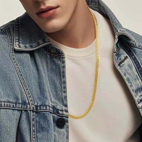 5mm 14K Gold Necklaces for Women Gold Cuban Link Chain for Mens Golden Chain Necklace Dainty Necklace Shine That Never Fades Golden Jewelry for Women 16,18,20,22,24in4