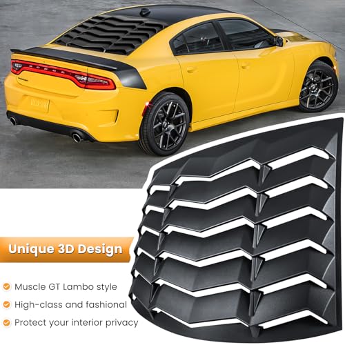 Rear Window Louver for Dodge Charger 2011-2024 SXT GT R/T Scat Pack SRT Hellcat Widebody Redeye Daytona Windshield Sun Shade Cover GT Lambo Style Custom Fit All Weather ABS (Matte Black) by E-cowlboy - Image 2