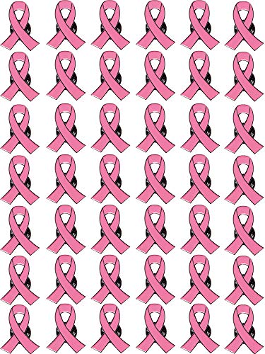 Mayam Official Hope Pink Ribbon Pins Breast Cancer Awareness Brooch Lapel Pin Buttons (50), 22.5cm