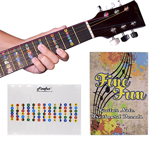 Guitar Fretboard Note Decals Fingerboard Frets Map Sticker for Beginner Learner Practice Fit 6 Strings Acoustic Electric Guitar FineFun(Transparent)