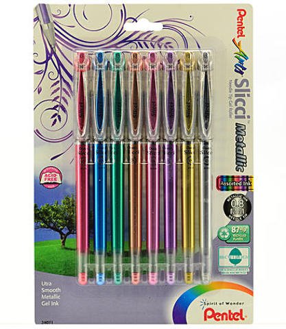 Pentel Slicci Extra Fine Metallic Gel Pens (Assorted) - Pack of 8 1 pcs sku# 1846077MA