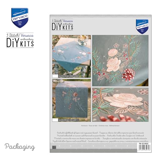 Broderie chemin de table de Noël Vervaco, ouvrage textile raffiné