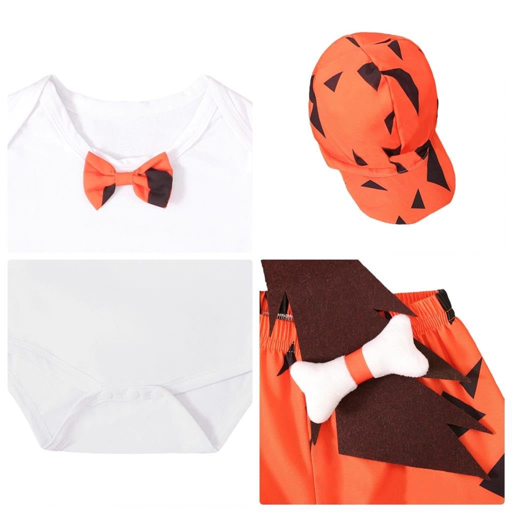Lito Angels Vestito Costume da Ciottolina Flintstones con Cappello e Mazza per Bimbo Taglia 3-18 mesi