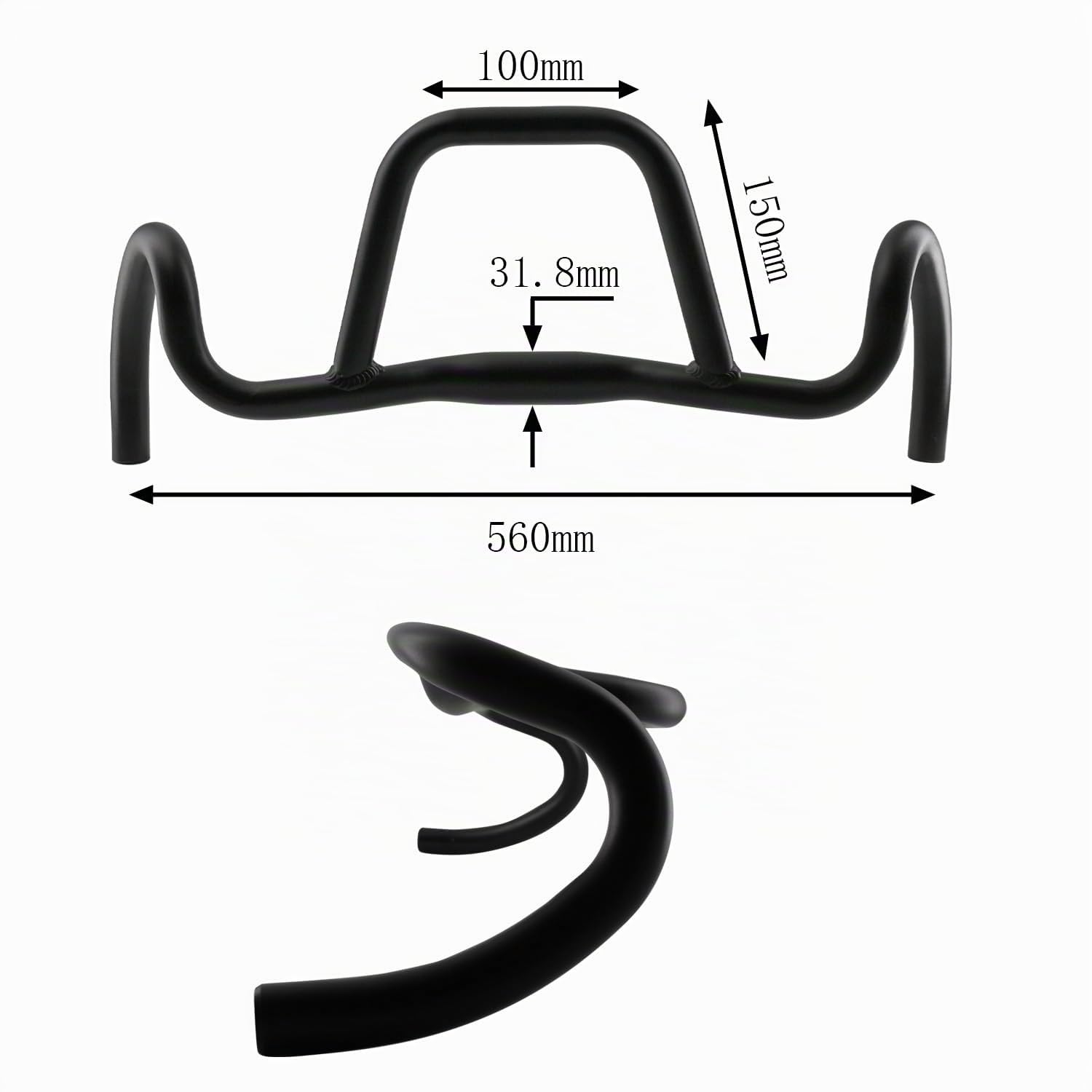 SENQI Manubrio per bicicletta in lega di alluminio, diametro 31,8, 420 mm-520 mm, 440 mm-540 mm, 460 mm-560 mm, altezza lavello 20 mm, per Touri (460 mm-560 mm)