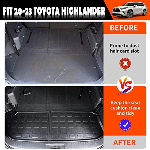 Powoq Fit 2020-2023 Toyota Highlander Cargo Liner Car Trunk Mat Tpe Trunk Liner For 2020 2021 2022 2023 Toyota Highlander (Fit 2020-2023 Highlander, Rear Cargo Mat) #TOP1