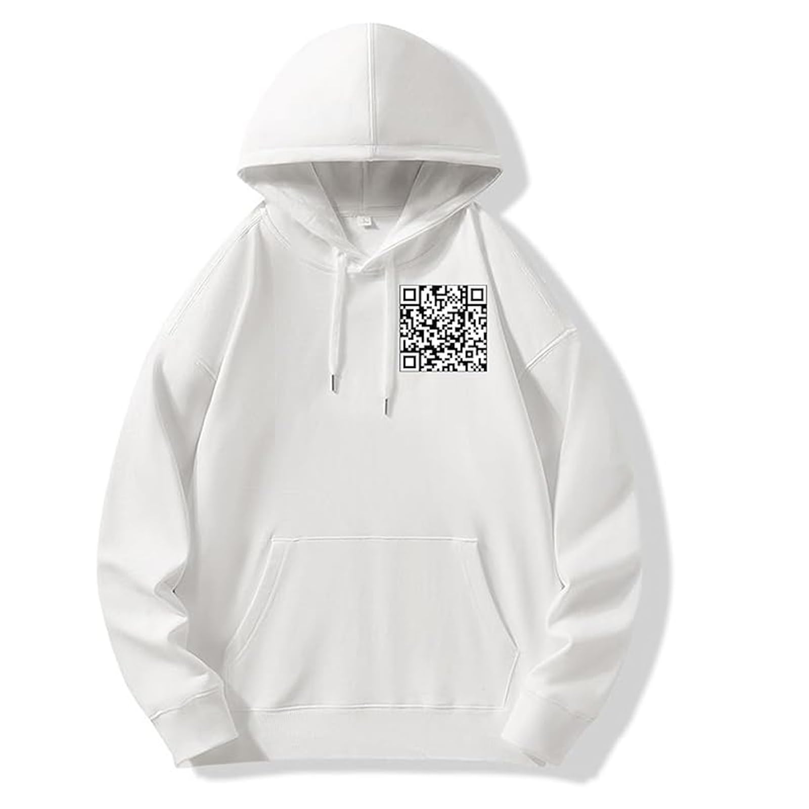 Funny FU QR Code Hoodie, Fuck You QR Code Shirt, Fu QR Code Shirts for Men, QR Code Hoodie, Scannable Qr Code Unisex Qrcode Hoodie(White,Small)