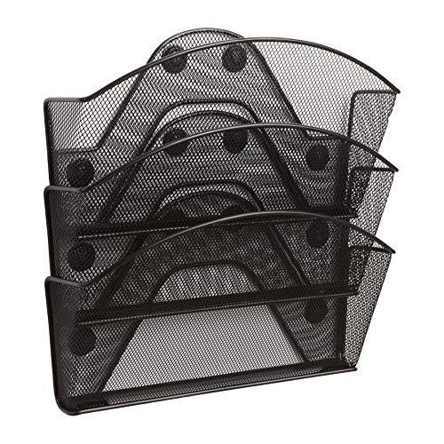 Safco Products Onyx Magnetic Mesh Triple File Pocket, 4175Bl, Black Powder Coat Finish, Durable Steel Mesh Construction, Space-Saving Functionality #TOP1