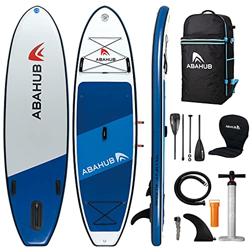 Image of Abahub Inflatable SUP, Wide 10'6 inch x 31 inch /34 inch x 10'6 inch iSUP, Blue Standup Paddleboard with Adjustable SUP Kayak Paddle, for Yoga, Paddle Board, Kayaking, Surf, Canoe, Fishing