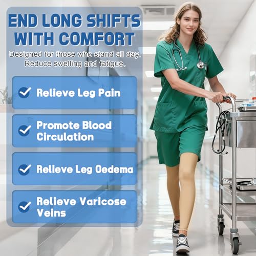 Image of Beister Medical Compression Leggings Women & Men 15-20mmHg Opaque Footless Waist High Compression Stockings & Thighs, Circulation Support Pressure Pantyhose for lipedema, Varicose Veins, Oedema, DVT