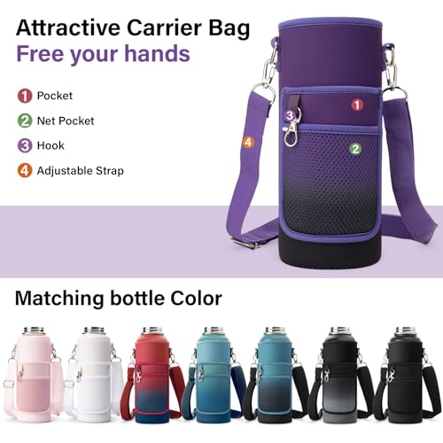 Insulated Water Bottle | Thickened Stainless Steel Vacuum Metal | Portable Sports Water Jug for Gym and Hiking with Straw, Carrier Bag, Handle Strap | BPA-Free 40 oz