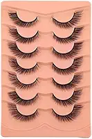 7 pares de cílios postiços 3D de pelúcia Fox Eye - luxuoso, grosso, fofo, leve, adequado para iniciantes, vários estilos, reutilizável