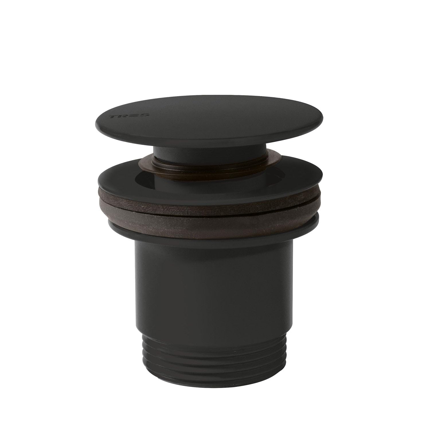 TRES 24284010NM Válvula de Desagüe Click-Clack Simple-Rapid Lavabo con Opción Siempre Abierta Color Negro Mate
