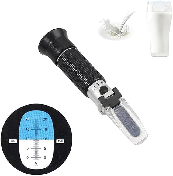 Milk Meter Refractometer 0 to 20 Percent Handheld Refractometer with Auto ATC, 0-20%