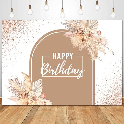 Sensfun Boho Happy Birthday Backdrop Pink Rose Gold Glitter Dots