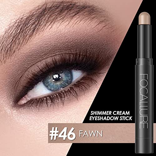 Focallure Shimmer And Matte Cream Eyeshadow Stick,Smooth Brilliant Eye Brightener Pencil,High Pigment Eye Highlighter Pen For Women,Long Lasting Waterproof Eye Shadow And Liners Makeup (Fawn) #TOP4