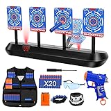 Kids Tactical Vest Kit for Nerf Guns with Electronic Shooting Target, 4 Targets Digital Scoring...
