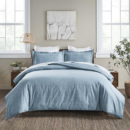Parure de lit en flanelle de coton ultra douce lit King bleu rustique - 3