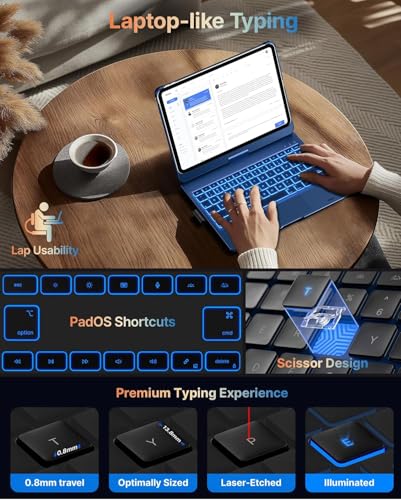 Image of typecase Touch Keyboard for iPad Pro 11 (M5 /M4) with Multi-Touch Trackpad, 11 Colors Backlit, 360 Rotatable Case, Pencil Holder- Midnight Blue'26 (* NOT for Pro 11 (M2), A16(11th), Air 11 (M3 /M2))