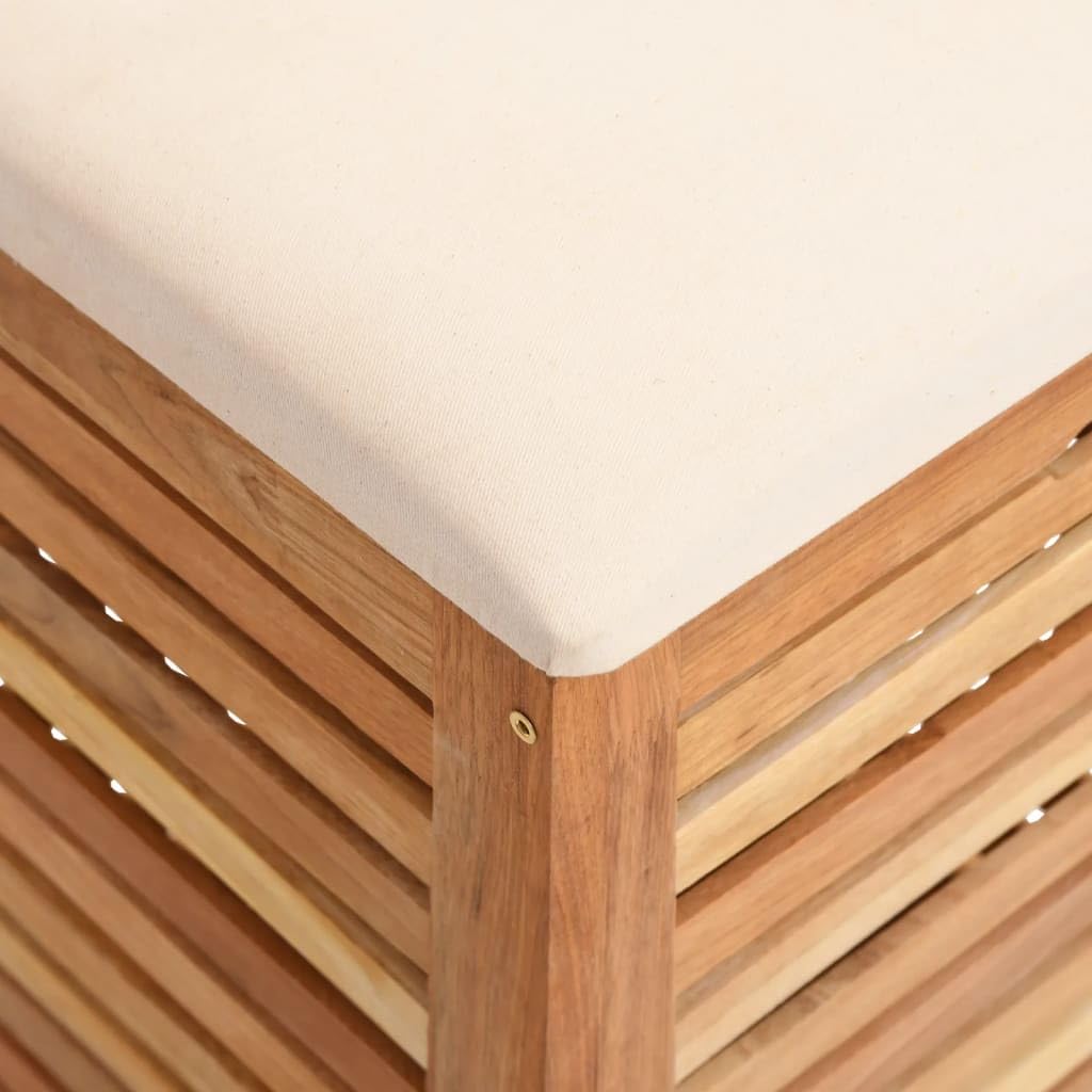 vidaXL Tabouret de Salle de Bain, Siège avec Coussin, Panier à Linge avec Couvercle, Coffre à Linge avec Rangement Toilette, Marron 40,5x40,5x56 cm Bois Massif de Noyer