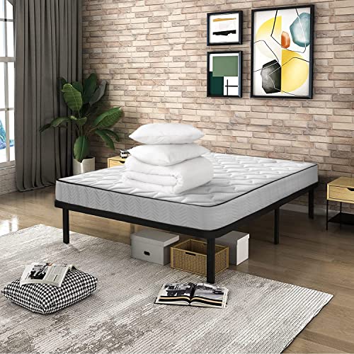 IZTOSS Lit 140x190 avec Sommier et Matelas et Couette et 2 Oreillers-Matelas 140x190x17-Sommier 140x190-Couette 200x240-2 Oreillers 60x60(Ensemble Matelas et Sommier et Couette et 2 Oreillers) Noir