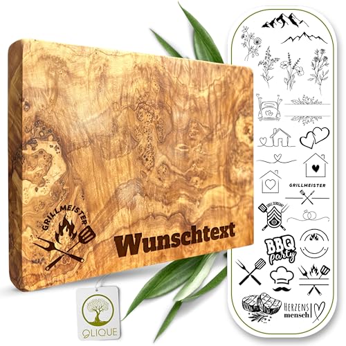 Planche à découper personnalisée en bois d'olivier - Planche rectangulaire en bois avec gravure (30 x 15 cm)