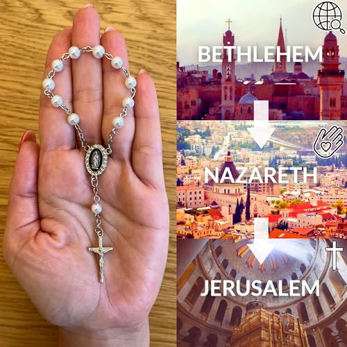 Door Knob Rosary, Handmade and Blessed in the Holy Land, Prayer Beads with Medal and Crucifix, Gift Pouch and Certificate of Authenticity, Cross Door Hanger3