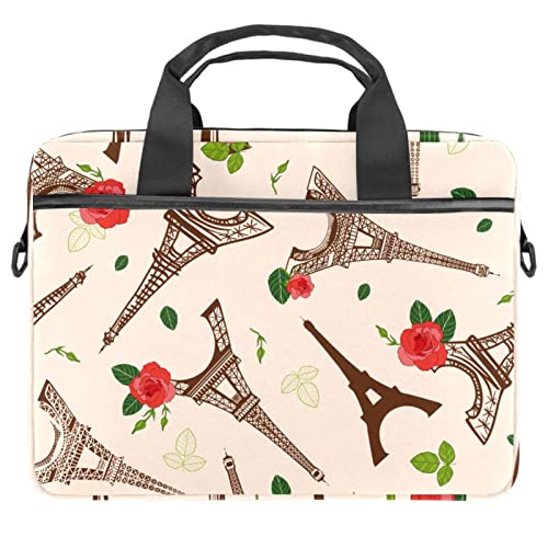 Funda maletín para portátil de 14 pulgadas con bonito diseño floral de la Torre Eiffel de París