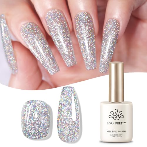 Born Pretty Esmaltes Semipermanentes para Uñas Purpurina, Gel Nail Polish Holográfico Soak Off U V/LED Esmalte de Uñas para Salón DIY Casa