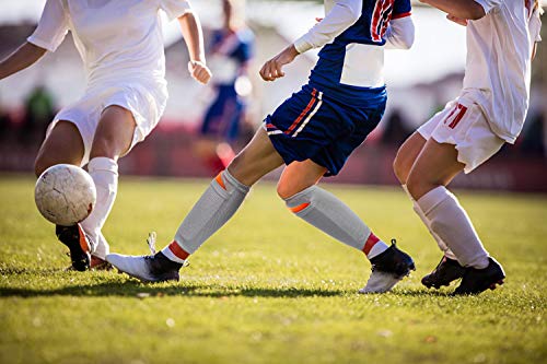 image for BlueStraw Adult Youth Kids Soccer Shin Guards with Compression Calf Sl