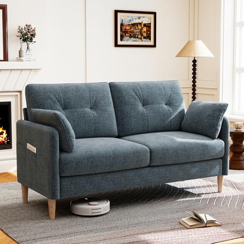 Image of Hanherry Loveseat Sofa, 62.6 inch Small Couch for Living Room, Comfy Chenille Fabric Love Seat for Bedroom with Throw Pillow,Removable Cushion Cover,Couches for Small Space,Apartment,Dorm