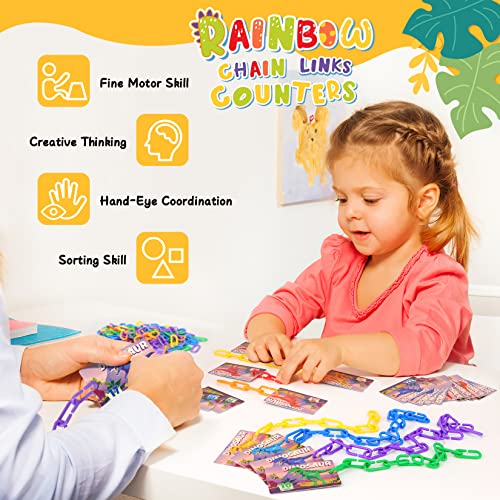 Vgofun 210Pcs Rainbow C-Clips Hooks Plastic Chain Links Counters For Kids Fine Motor Games,Color Recognition Counting & Sorting,Educational Counting Toy For Ages 3+ Years #TOP2