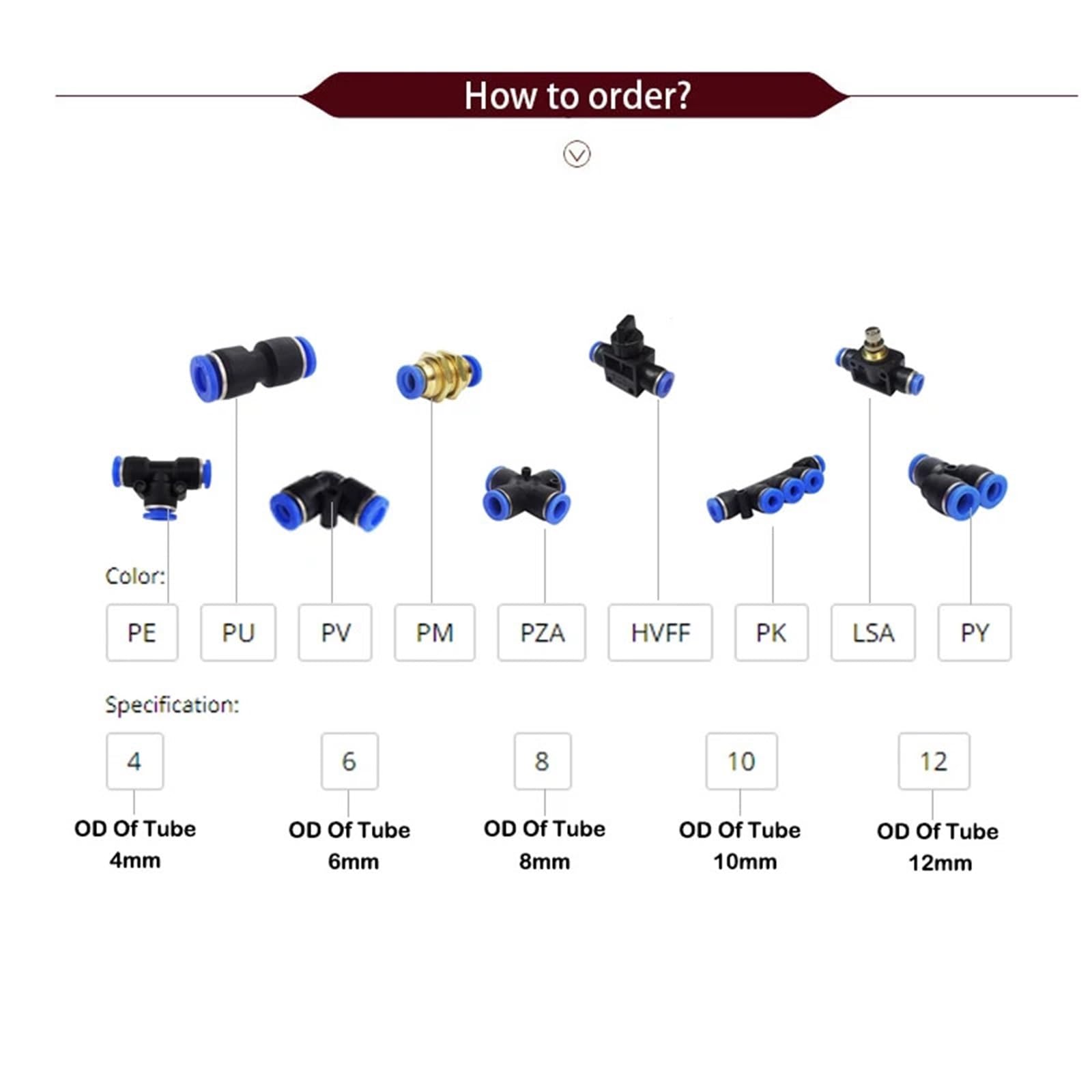 10 Uds Accesorios Neumáticos conector rápido conectores de tubo de manguera de aire plástico PM 4mm 6mm 8mm 10mm 12mm empuje hacia adentro(Use 16mm hose)