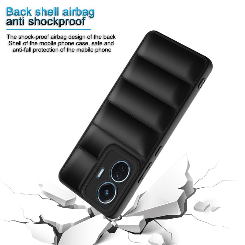 Image of Plus Puffer Case Camera Protection Soft Back Cover for iQOO Z6 44W / Vivo T1 44W - Black