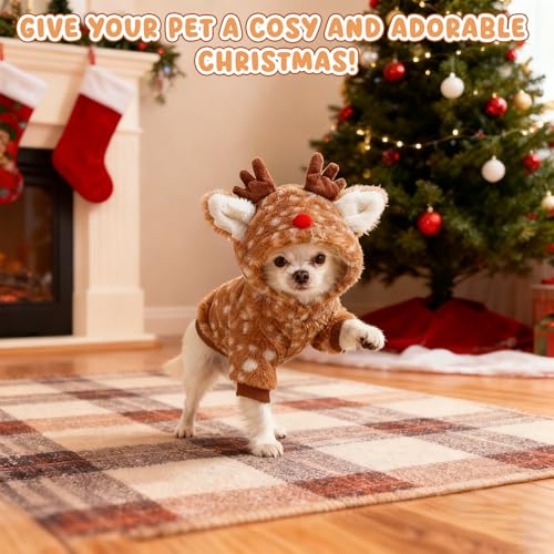 SPERMUOY Hundekostüm Weihnachten Haustier Kleidung,Hund kostüm Weihnachte mit hat,Katze Hund kostüm Haustier Weihnachten Kleidung für Klein Hund Katze-M