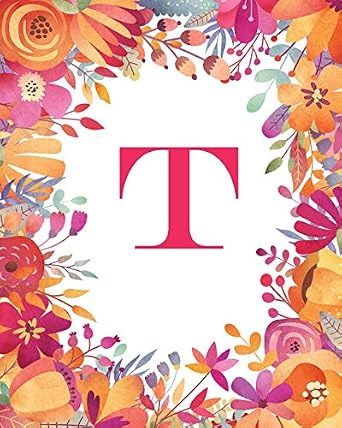T: Monogram Initial T Notebook, Wide-Ruled Lined Composition Journal ...