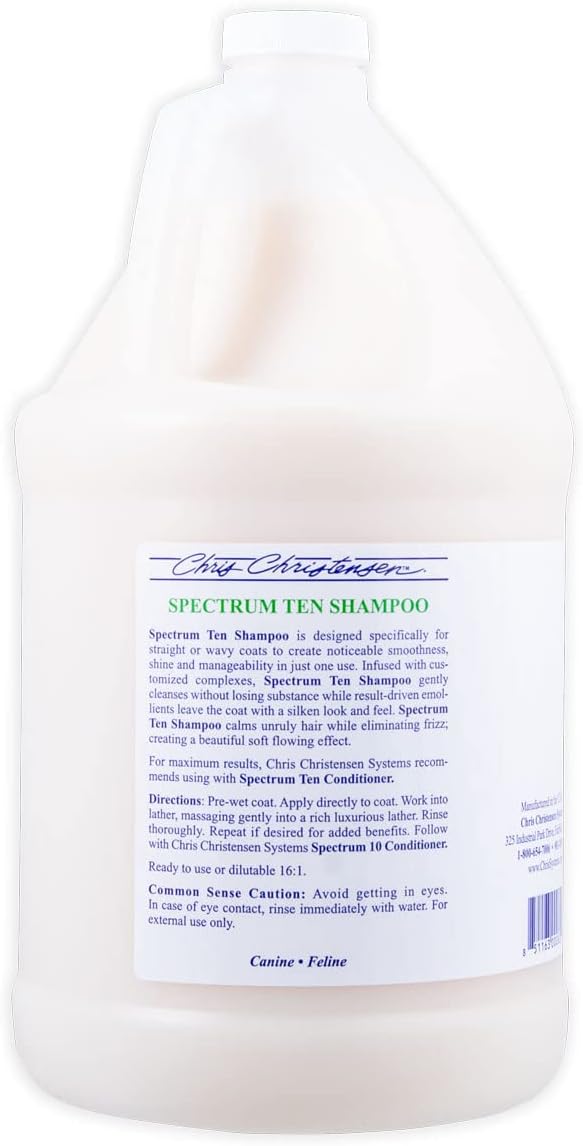 Chris Christensen Gallon Liquid and Gallon Pump Dispenser Bundle- Spectrum Ten Dog Shampoo, Coarse and Rough Coat + Gallon Pump Dispenser, Easily Dispenses, No Mess