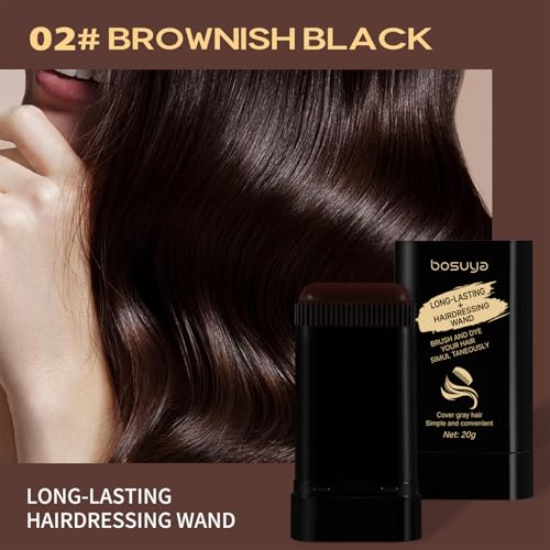 Image of 2 Pack Hair Color Stick Brownish Black for Gray Coverage Temporary Hair Dye Wand for Quick Root Touch Up Easy Washable & Non-Damaging Formula