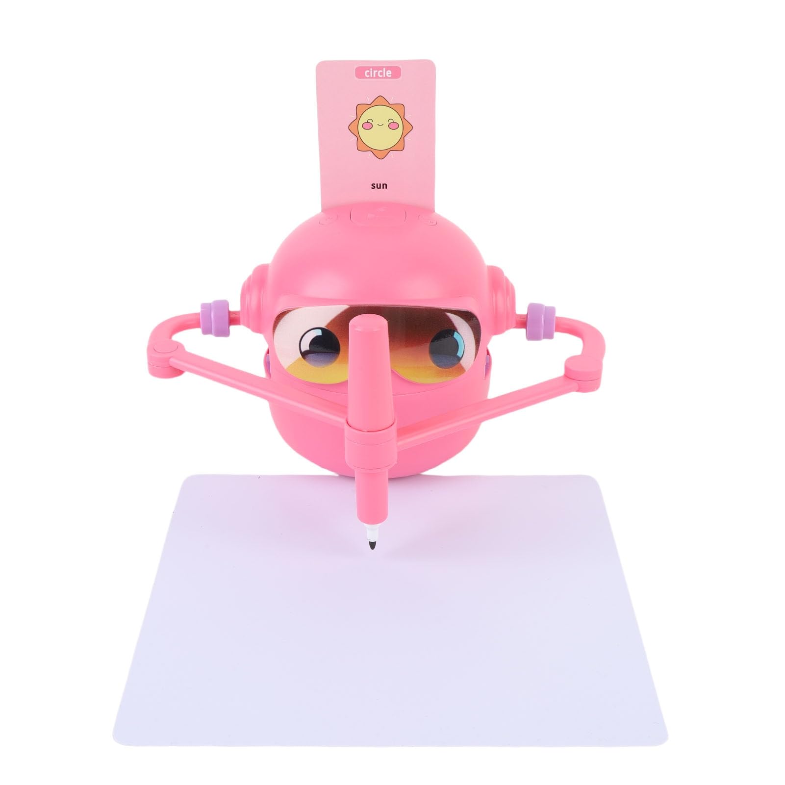 Robot da disegno automatico con 100 carte, 12 matite colorate, giocattolo robot autodisegnante facile da usare, per la coordinazione occhio-mano e lo sviluppo (rosa)