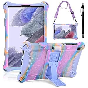 KATUMO Silicone Case Compatible with Samsung Galaxy Tab A7 Lite 8.7 inch 2021 (SM-T220/T225/T227) Soft Rubber Cover with Stylus Pen Shoulder Strap, Case for Galaxy Tab A7 Lite