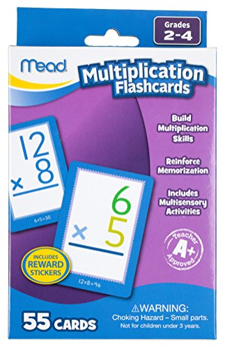 Mead 63024 Multiplication Flashcards, 55 Cards, Grades 2-4