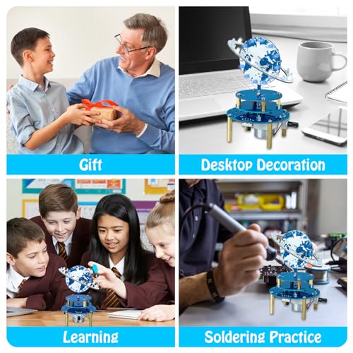 pemenol soldering practice project kit diy globe planetary motion soldering kit rotating universe model electronic kit with music brightness adjustable for stem education high school college present