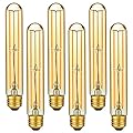 LiteHistory E26 LED Bulb Dimmable 6W led Bulb Equal 60 Watt Light Bulb Warm White 2200K Amber Edison Bulb AC120V 450lm T10 led Bulb for Rustic Pendant,Industrial Wall sconces E26 Light Bulbs 6Pack