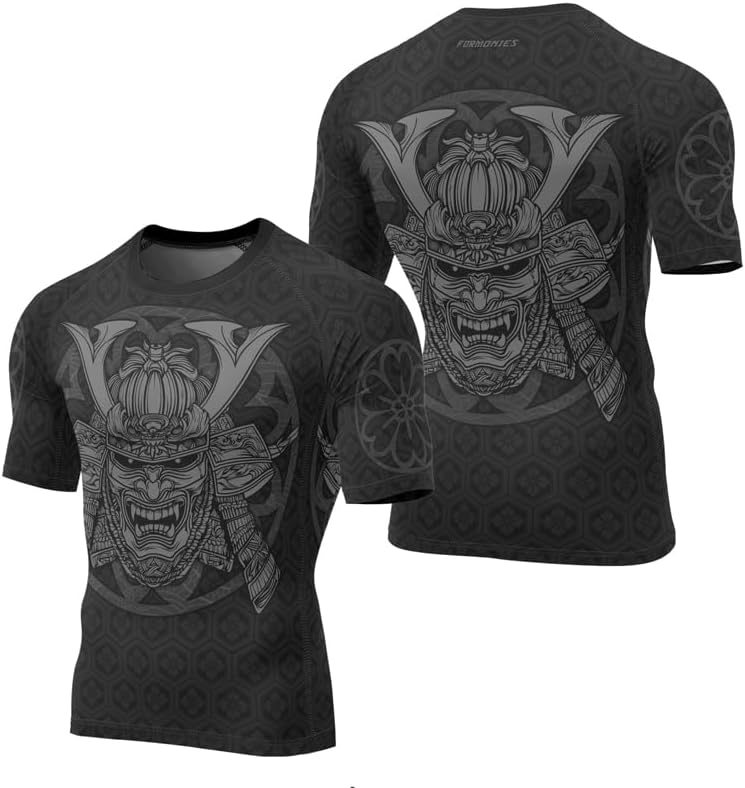 - FORMONIES Samurai Men’s Grappling Base Layer – Rash Guard Short Sleeve Compression Top for No-Gi BJJ & MMA