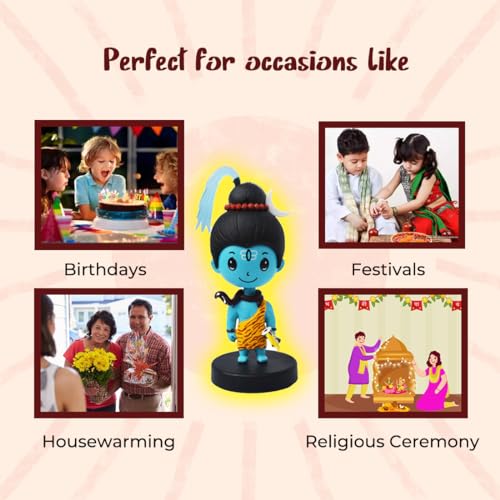 Image of Lord Adiyogi Shiv Shankar Idol for Car Dashboard Bobblehead, Home Decor Items for Living Room, Office, Damru in Hand, Mahadev Murti for Gifting,Statue for Good Luck,Superhero Action Figure