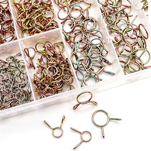 Image of Tnisesm 310Pcs 5-13mm 9 Size Spring Clips Clamps Assortment Kit, Fuel Line Hose Tubing Spring Clips Clamps for Motorcycle Scooter ATV