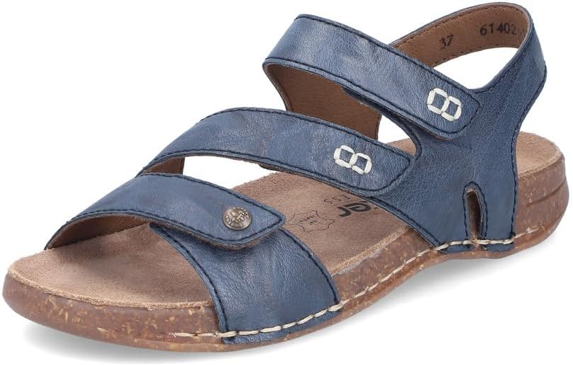 Sandales Femme Rieker 61402 - Cuir Lisse, Semelle TR, Talon Plat 2,9 Cm, Fermeture Velcro