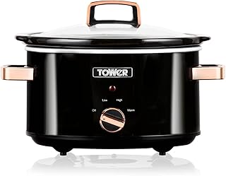 Tower T16018RGG 3.5 Litre Slow Cooker with Tempered Glass Lid and Keep Warm Function, 210W, Rose Gold