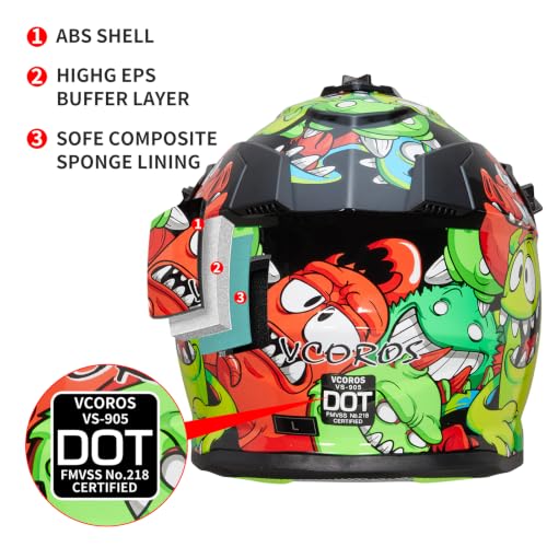 Image of VCOROS Youth Kids Dirt Bike Helmets,Kids Motocross Helmets DOT Approved