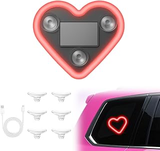 Solar-Powered Car LED Ambient Light, 2026 New Wireless LED Triangle Heart-Shape Neon Light with 5 Modes and IP65 Waterproof, Romantic Car Decor for Date Night Christmas (Red, 1 PCS)