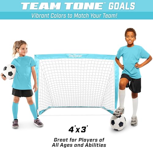 Image of GoSports Portable Soccer Goals for Kids - 13 Color Options - Choose 4 x 3 ft or 6 x 4 ft - Team Tone Pop Up Nets for Backyard